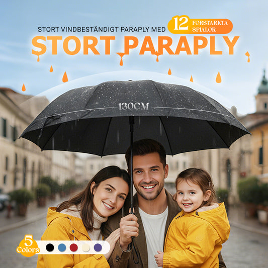 📢  HET REA 60 % RABATT ☔12-ribbig stor hopfällbar vindskyddad paraply