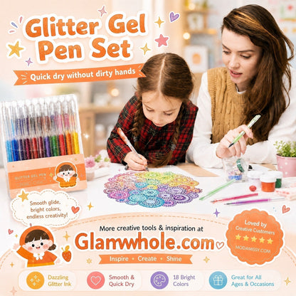 ✨🖊️ 50 % RABATT NU! 🌈 Glitter-Gelpenna Set – Glittrande Bläck, Mjukt Flyt & Snabbtorkande för Anteckningar, Pyssel & Kreativa Projekt 🎨💖