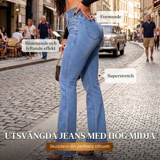 🔥Utsvängda stretchjeans med hög midja