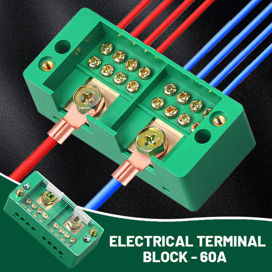 Elektriskt terminalblock - 60A, 8 skruvpositioner