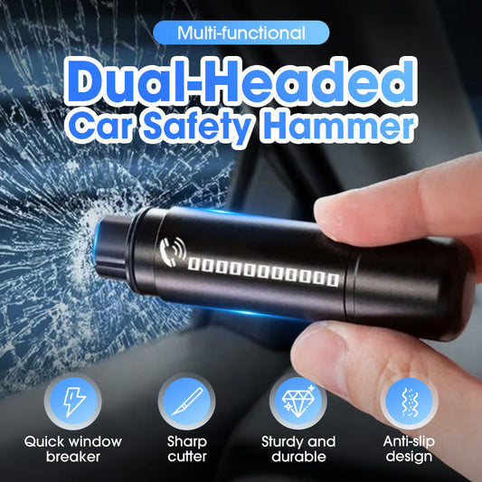 🔥Nya heta produkter🔥Multifunktionell dubbelhövdad bil säkerhetshammare💥Ett måste när du är ute och kör!