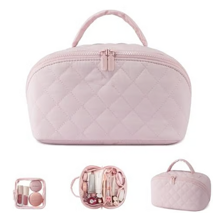 Bärbar sminkväska med stor kapacitet och handtag