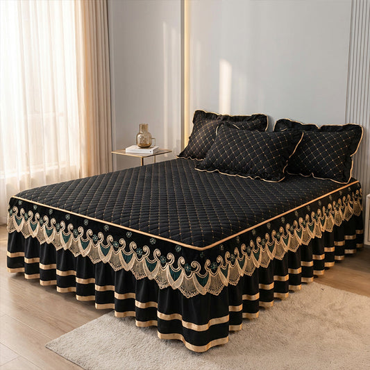 ⏳Begränsad tid 50 % rabatt⏰Ruffled Bed Sheet Skirt / Pillowcases🛏️