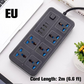 Eluttag med flera uttag och lång förlängningssladd – USB-laddningsportar ingår