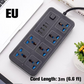 Eluttag med flera uttag och lång förlängningssladd – USB-laddningsportar ingår