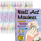 24-färgers dubbeländade nagelkonstpennor set