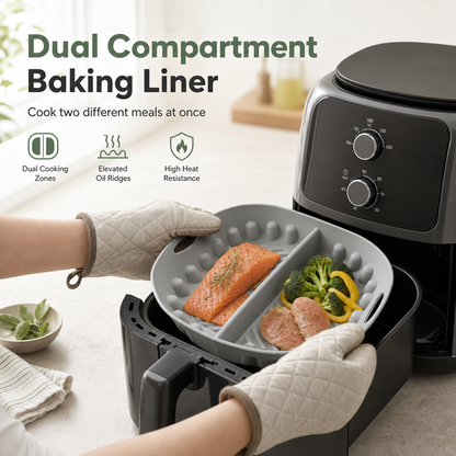 🍟 Dela upp maten utan extra formar – återanvändbart delat silikonfoder för airfryer