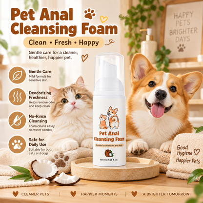 Sköljningsfritt rengöringsskum för husdjurs analområde